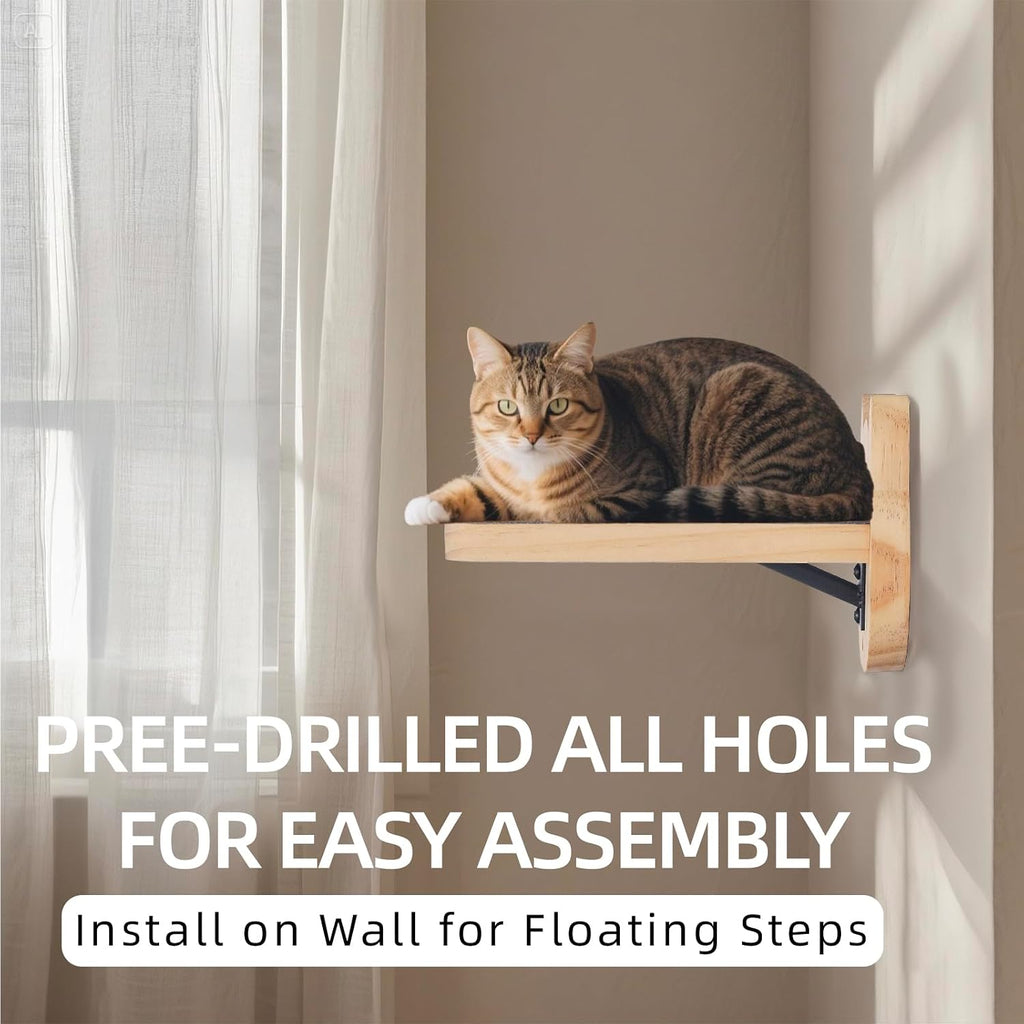 ESPETS Natural Solid Wood Cat Wall Floating Steps, Set of 3