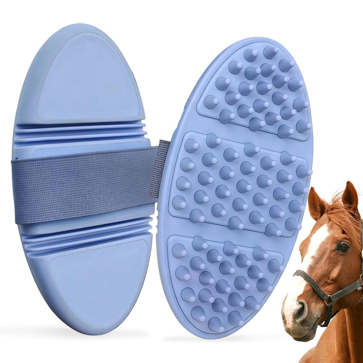 Blue Flexible&Bendable Curry Comb for Horses&Dogs Grooming Brush