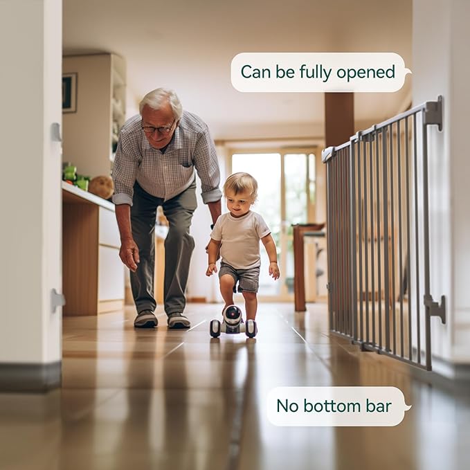 Babelio 31.5-55" No Bottom Bar Baby Gate Extra Wide, 2-in-1 Auto Close Dog Gate - Image 3