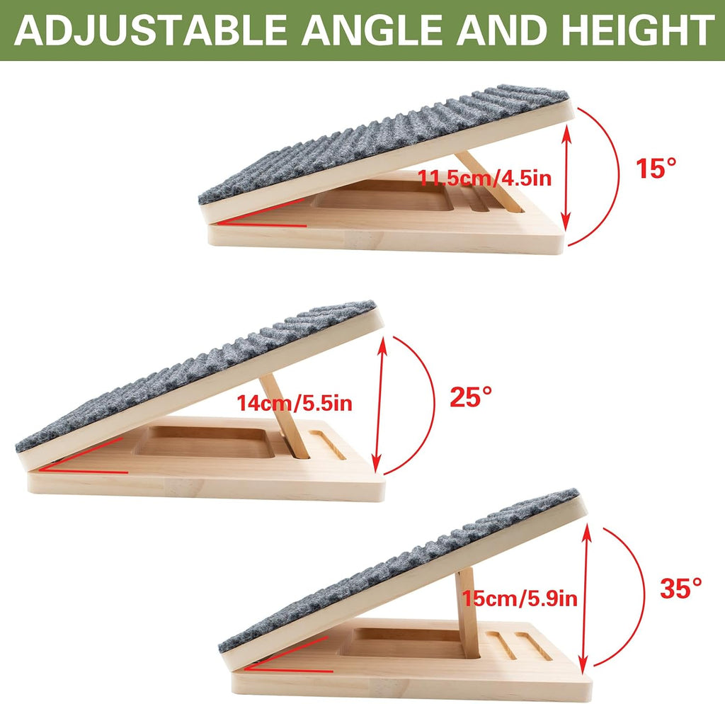 Wooden Dog Ramp for Stairs, Foldable & Adjustable Height Stair Wedges with Non-Slip Pad for Short-Legged, Small, Senior or Injured Pets Dogs and Cats (1 Pack)