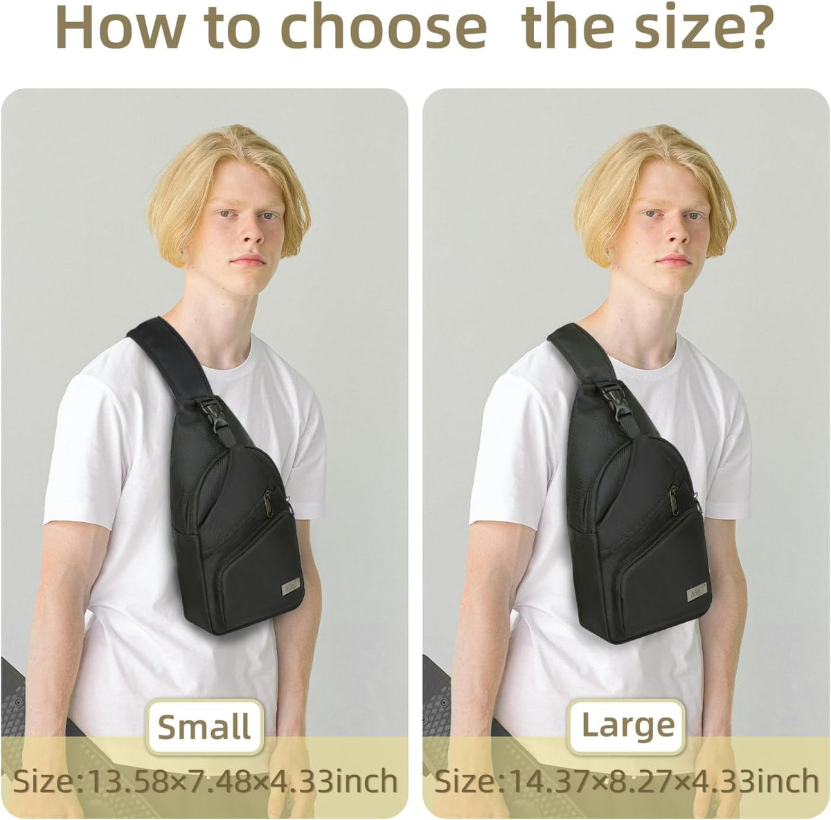 Sling Bag for Men, Upgraded Type-C Charging Port Casual Shoulder Chest Bag, Crossbody Sling Bag, Casual Shoulder Backpack, Chest Daypack Satchel for Hiking Travel (Black, Small)
