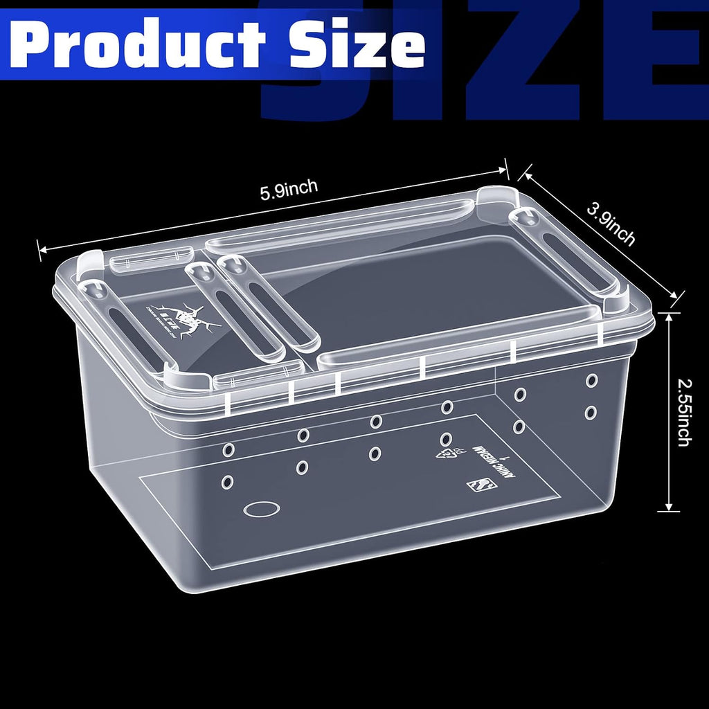 8 Pcs Reptile Breeding Box, Vent Holes, Clear, 5.9 x 3.9 x 2.5 Inch