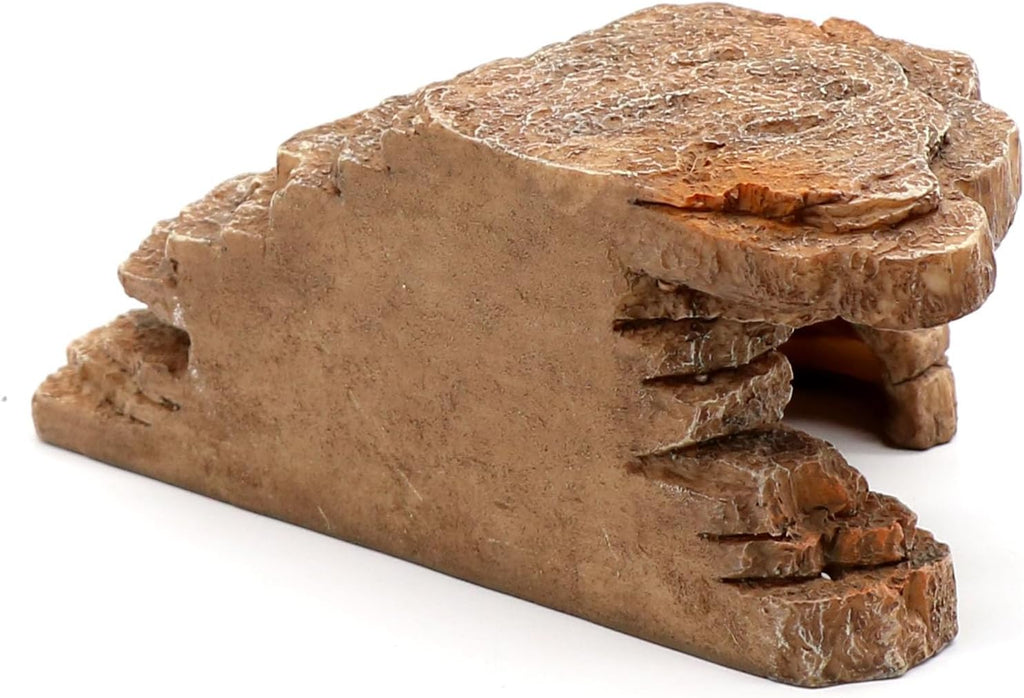 Gecko Hide Shale Scape Step Ledge, Reptile Cave Hideout Tank Accessories Decorations, Great for Reptiles, Amphibians, Leopard Gecko, Lizard, Frogs, Turtle (Small-7.3 * 4.4 * 3)