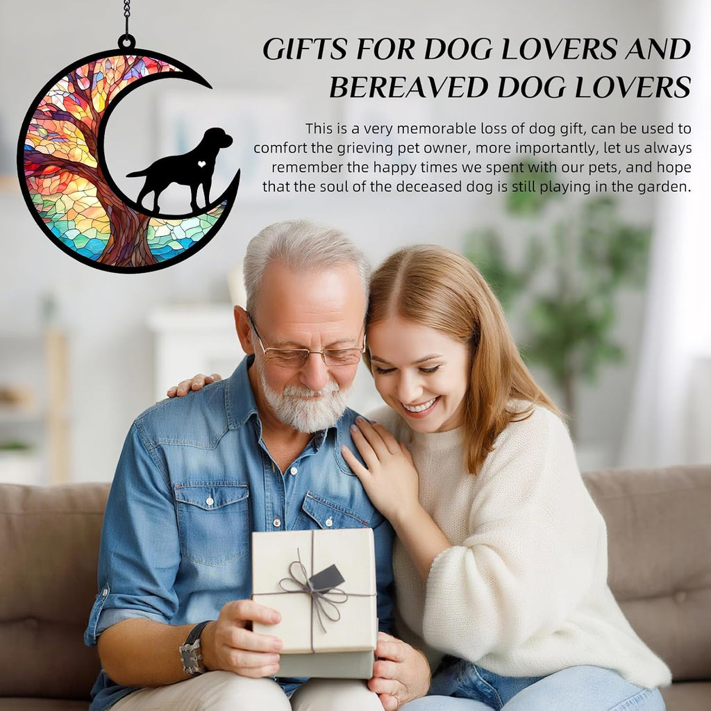 Dog Memorial Gifts for Loss of Dog Angel - Pet Dogs Memorial Suncatcher Gifts for DIY Dogs Death Sympathy Pass Away Gift with Card Name Date