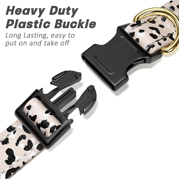Reflective Dog Collar for Medium Dogs, Cute Leopard Style Adjustable Heavy-Duty - Image 4