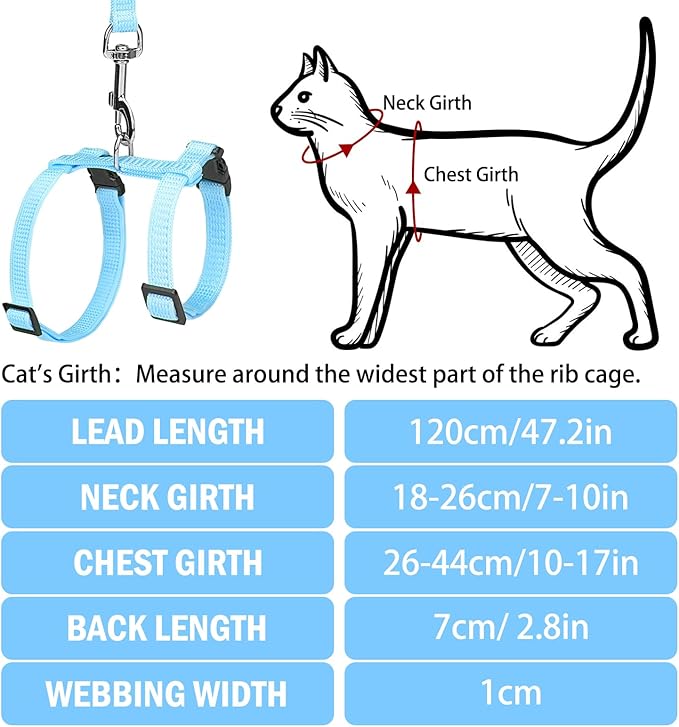 PUPTECK Adjustable Cat Harness and Leash Set Escape Proof Kitten Strap Collar - Image 2