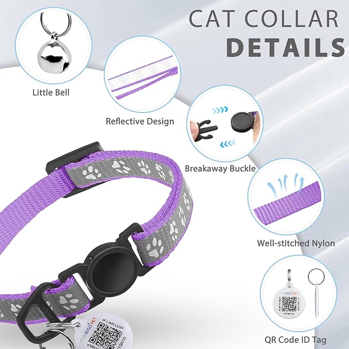 Cat Collar Breakaway with QR Code Name Tag, Reflective Kitten Collars with Bell - Image 7