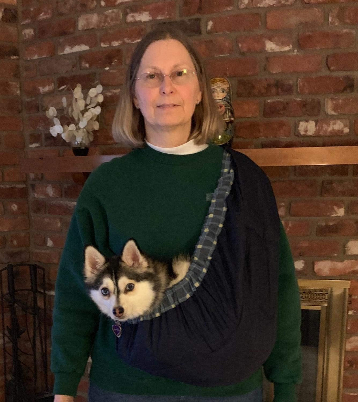 Pet Sling Carrier, OrgMemory Cat Front Carrier Chest, Small Dog Sling Outdoor Cat Papoose Most Suitable: 3-8 lbs (Blue Plaid)