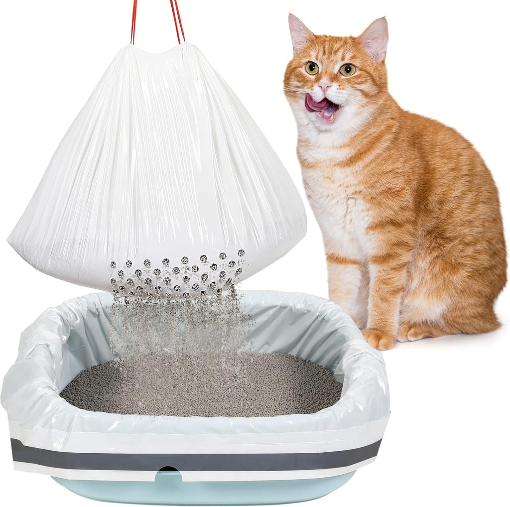 Jutom 84 Count Jumbo Sifting Cat Litter Box Liners with Holes 36''x18''