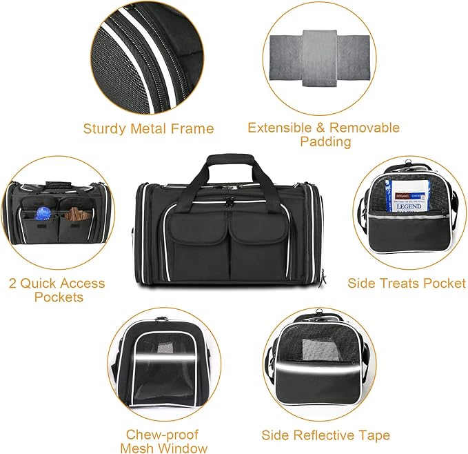 Estarer Soft Sided Pet Carrier Airline Approved, 4 Sides Expandable Collapsible - Image 6