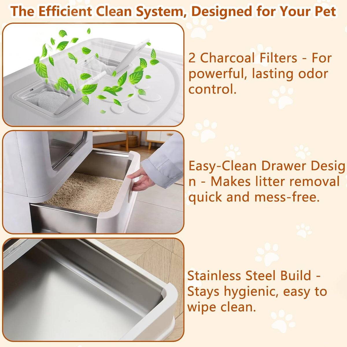 Enclosed Stainless Steel Cat Litter Boxes with Lid