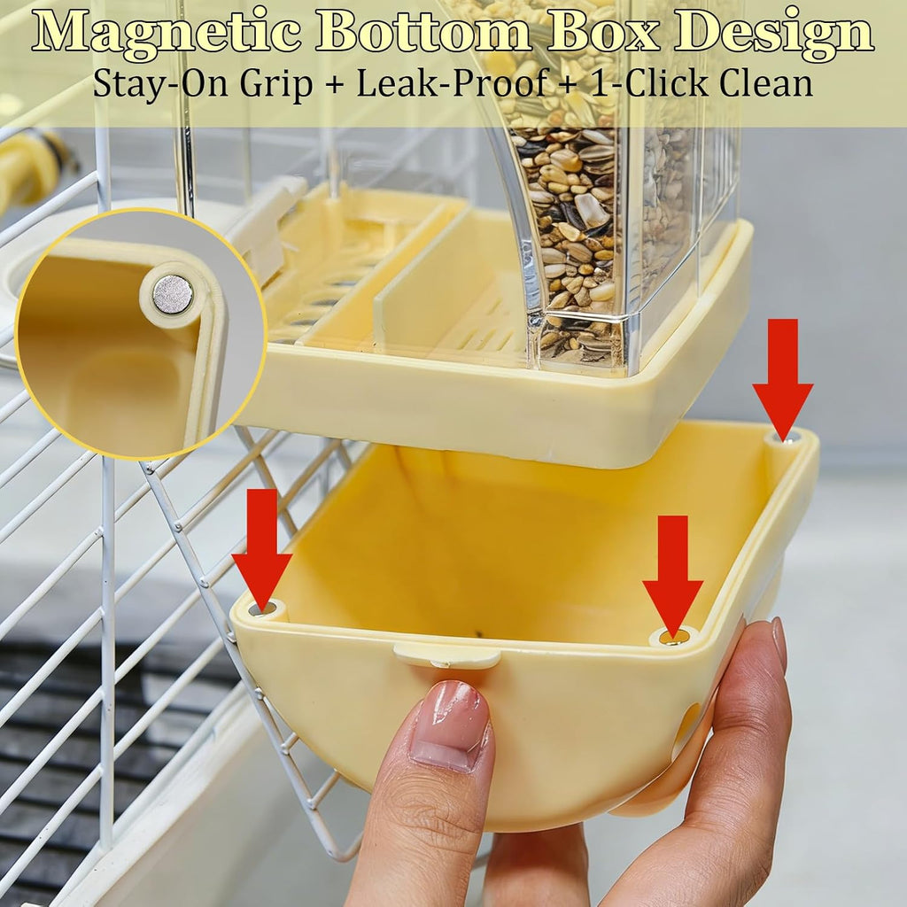 No Mess Bird Cage Feeder Automatic Food Dispenser for Parakeet Small Birds