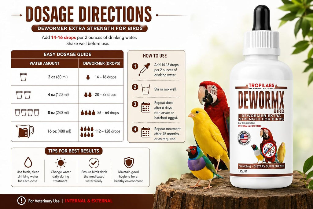Farmalab Natural Dewormer Internal & External 100 Tabs Poultry - Vitamin for Poultry Rooster Hen Chicken Baby Chick Doves Pigeons and All Caged Birds (All Caged Birds)