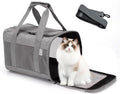 Pet Carrier Bag for Cats,Cat Soft-Sided Carriers Collapsible Ventilated Breathable Puppy Carrier for Small Dogs Airline Approved Kitty Carrier for Small Medium Cat Puppy Under to 12 Lb(Grey)