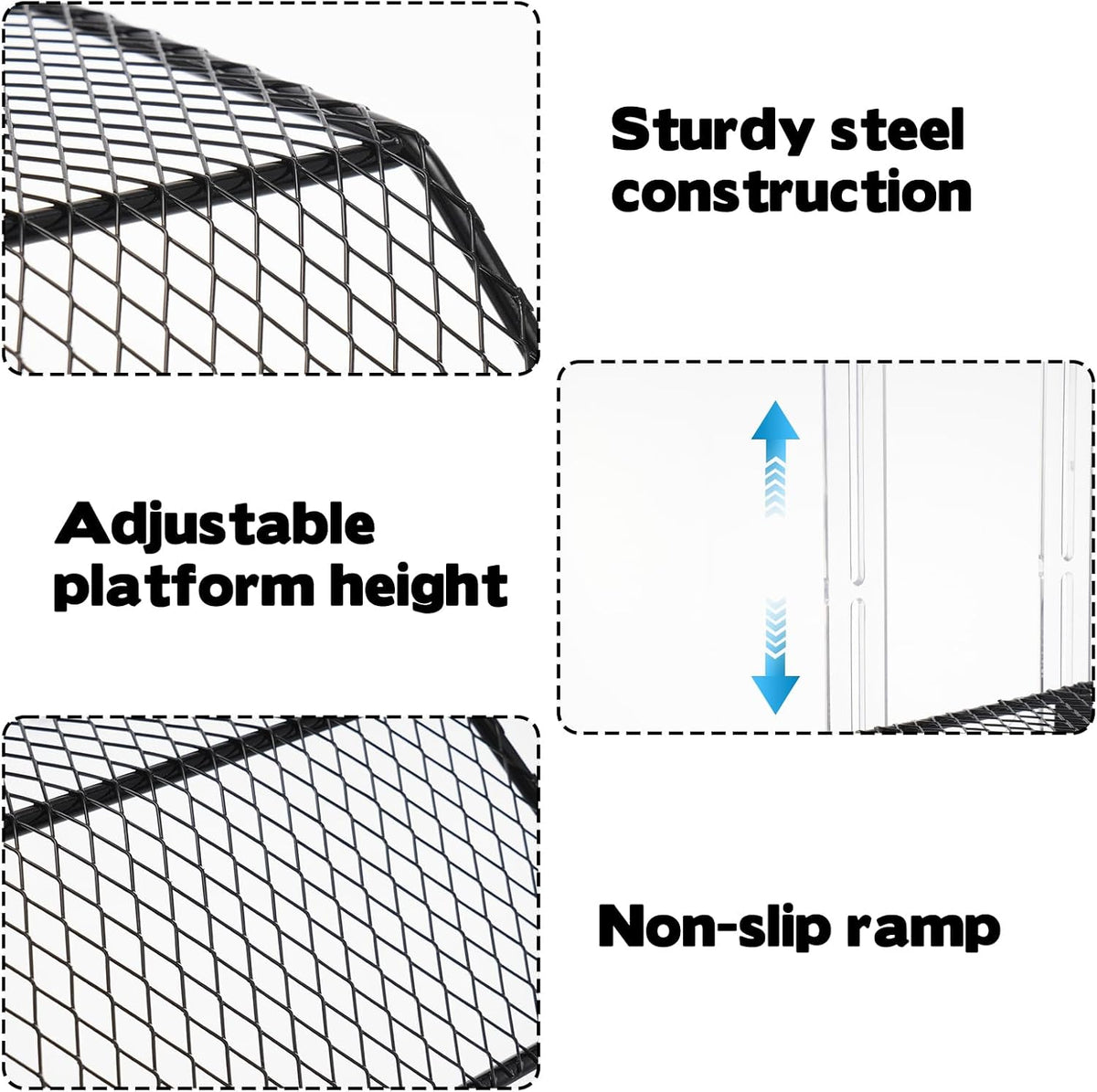 FMOACEN Hanging Turtle Basking Platform Heavy Duty Metal Above Tank Dock with Non Slip Ramp 3 Hooks and Suction Cups for Small to Medium Turtles Lizards Geckos and Hermit Crabs