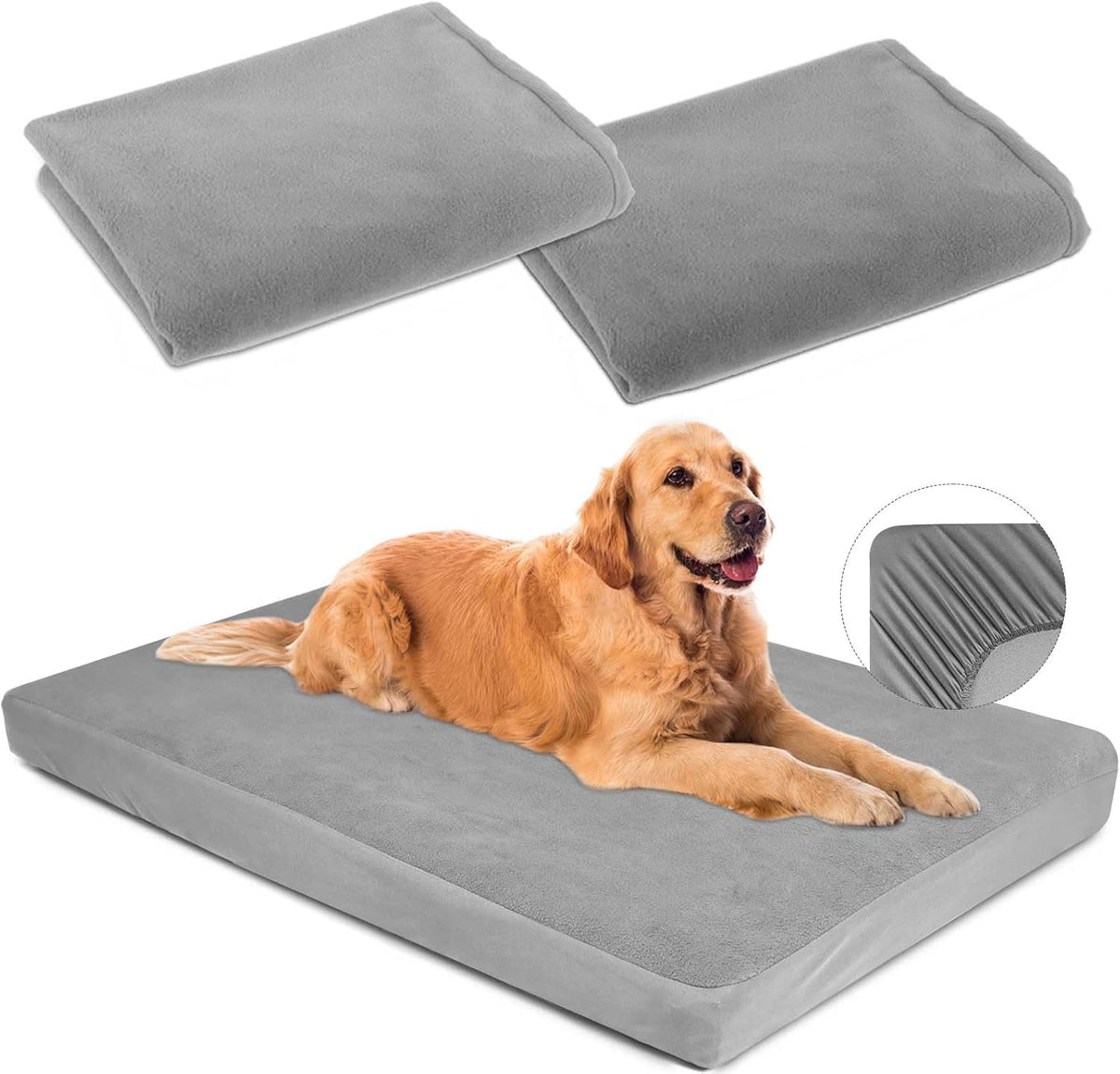 Dog Bed Covers Replacement Waterproof for Dog Bedding Washable Black 2 Pack 35" x 44" XL