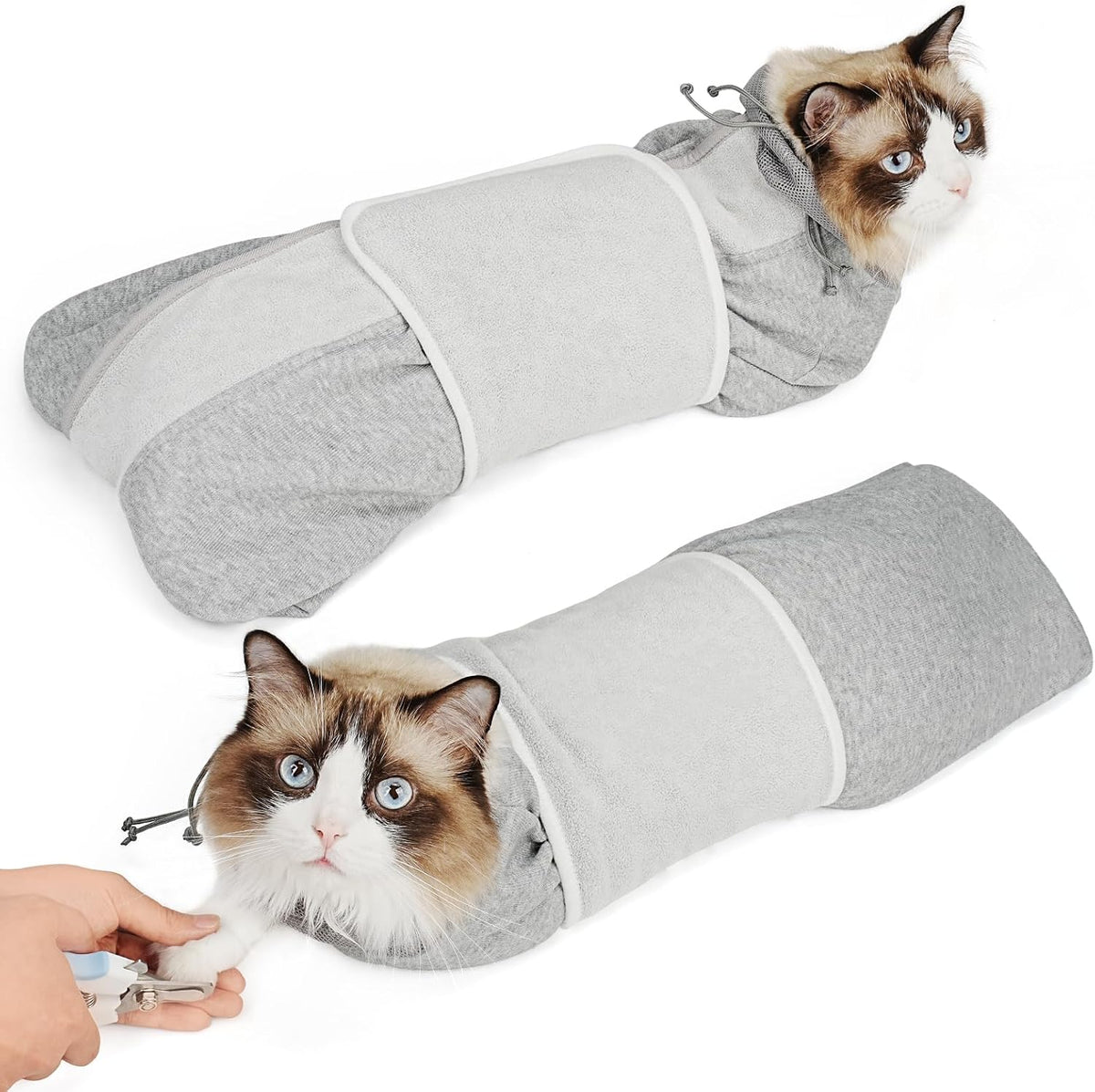 Supet Cat Grooming Wrap for Cutting Nails, Self-Adhesive Calm Cat Swaddle