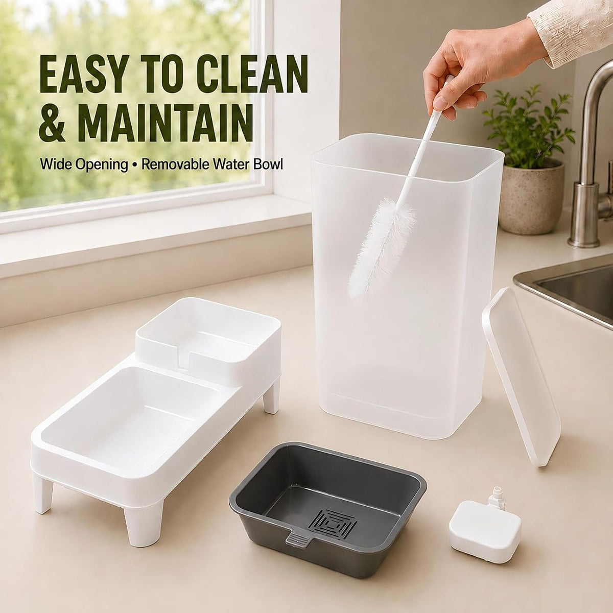 Automatic Cat Water Dispenser Elevated Gravity Water Bowl TOP Refill 4L