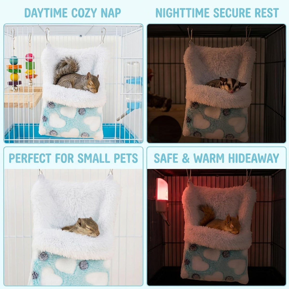 Sugar Glider Bonding Pouch, Sugar Glider Pouch, Comfortable Sleeping Bag for Sugar Gliders and Small Animals, Heart Pattern Design