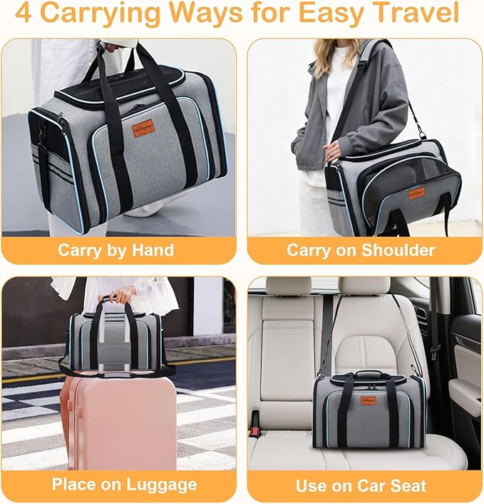 Expandable Pet Carrier, Airline Approved Soft-Sided Cat Dog Travel Bag - Image 5