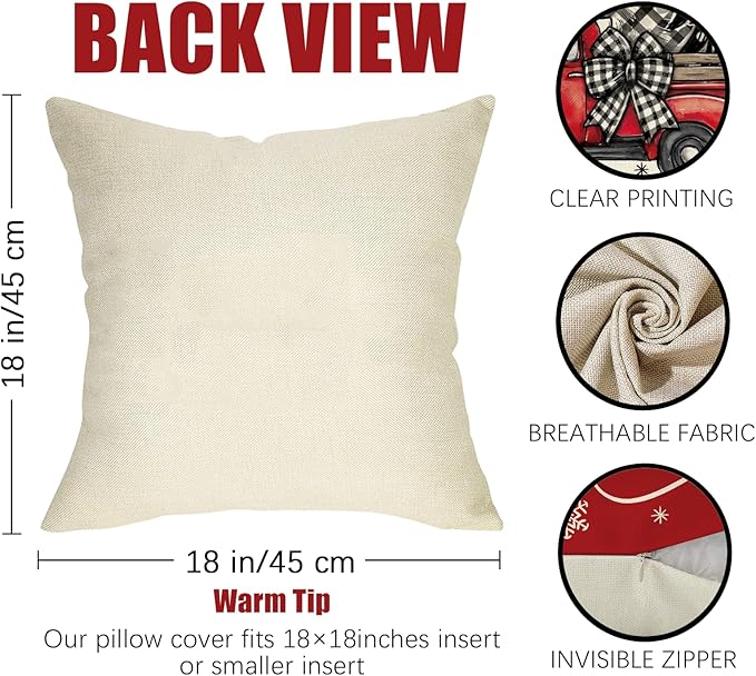 Fahrendom Merry Christmas Decorative Throw Pillow Covers 18 x 18 Set of 4 - Image 3