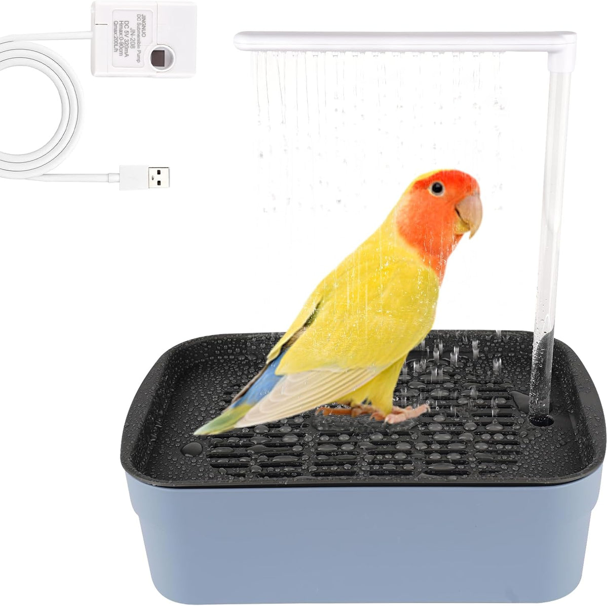 Automatic Bird Bath for Cage Indoor Parrot Bath with Shower Water Circulated Controller Bird Cage Accessory for Parakeets Cockatiel African Grey Lovebird