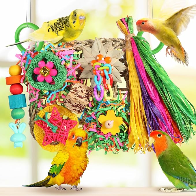 Bird Toys, Parakeet Toys Bird Foraging Toys Grass Mat Climbing Wall - Image 3
