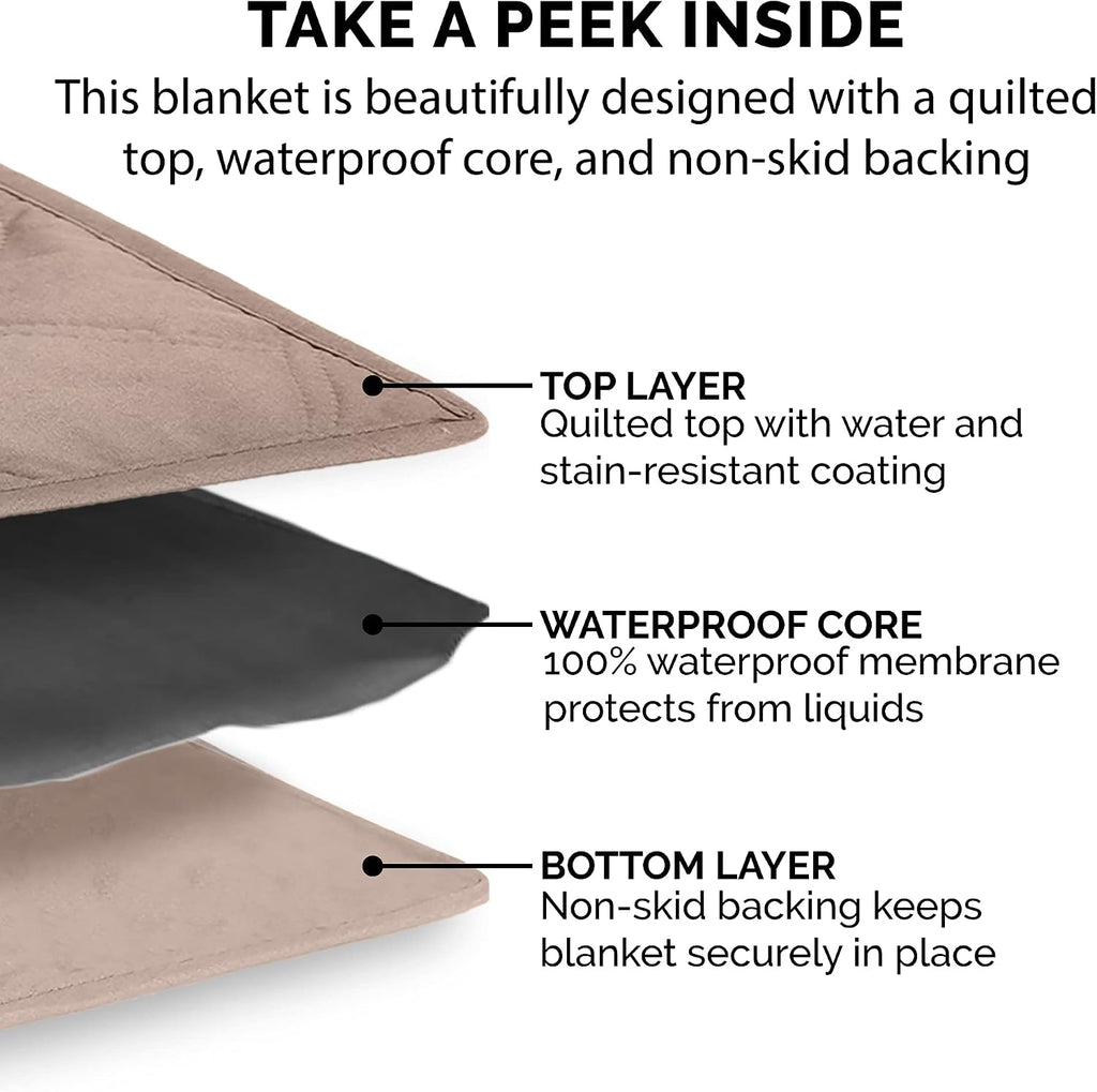 Furhaven Waterproof & Non-Slip King Size Mattress Cover Protector for Dogs & Cats, Washable, For Beds, Couches, & Car Seats - Quilted Twill Blanket Mattress Cover - Brownstone, Jumbo/King Size