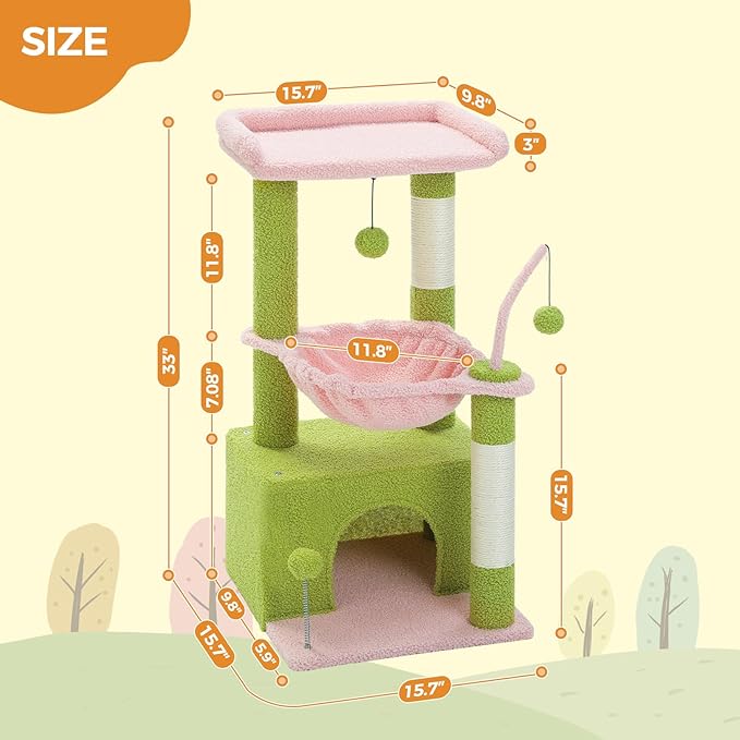 PEQULTI 4-in-1 Multi-Level Cat Tower, Scratching Post - Image 6