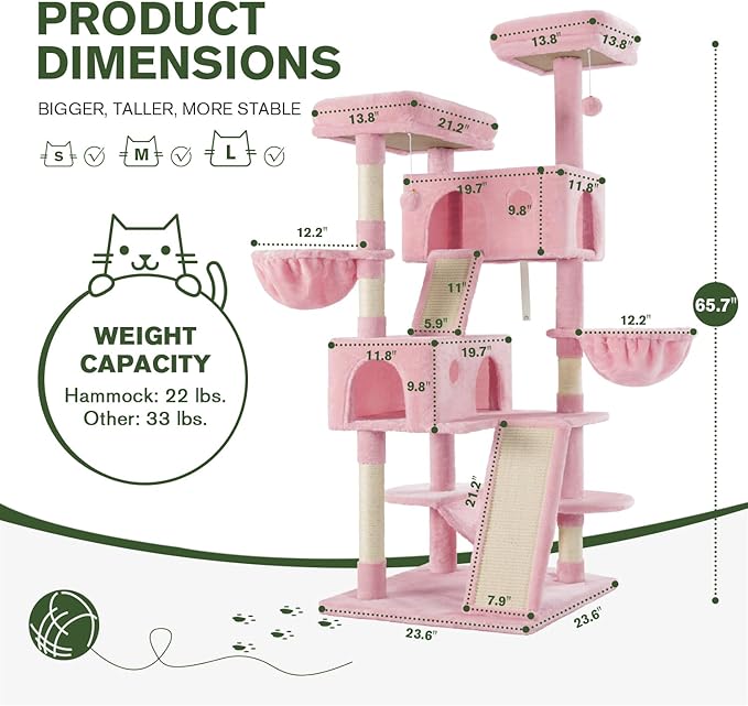 MUTICOR 66 Inches Multi-Level Large Cat Tree Tower - Image 7