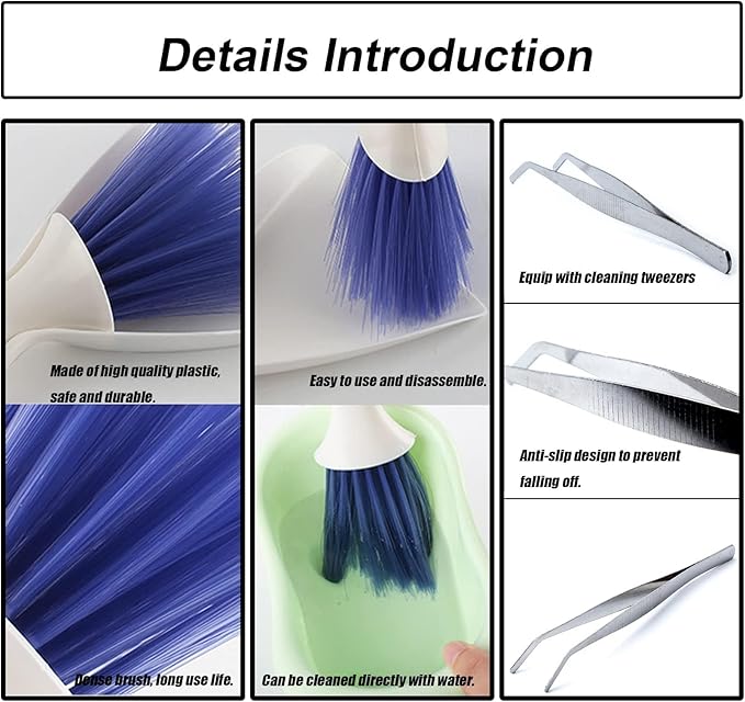 Tiny Cleanning Broom, Scooper Feeding Tool, Mini Dustpan and Brush, Stainless - Image 3