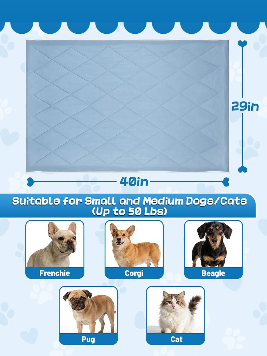 29x40in Cooling Blanket for Dogs - Machine Washable Blanket with Q-MAX>0.4