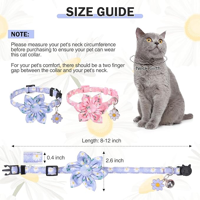 Breakaway Cat Collars for Girl Boy Cats, 2 Pack Cute Kitten Collar - Image 5