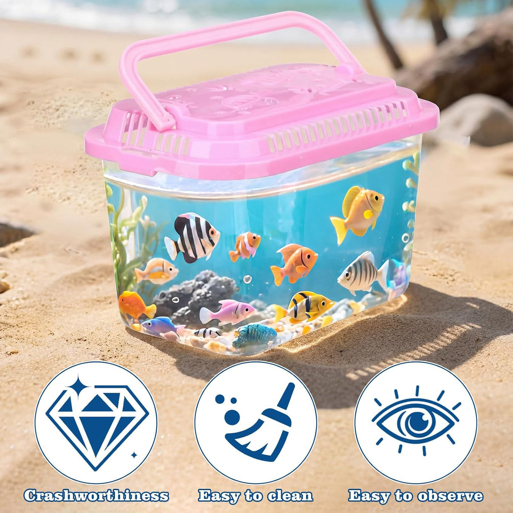 Leinuosen 12 Pcs Small Fish Tank Bulk Plastic Reptile Terrariums Carrier