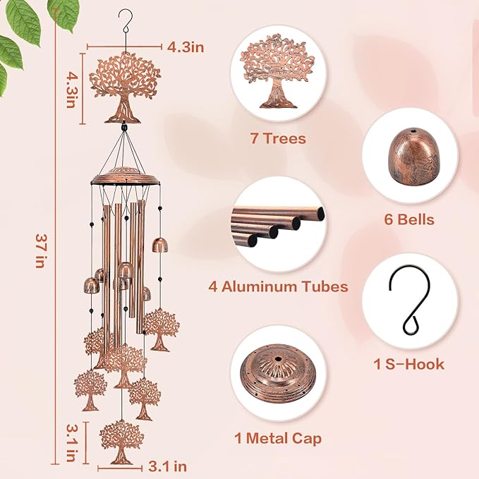 Tree of Life Wind Chimes for Outside, Tree of Life Gifts for Women/Men/Sympathy - Image 4