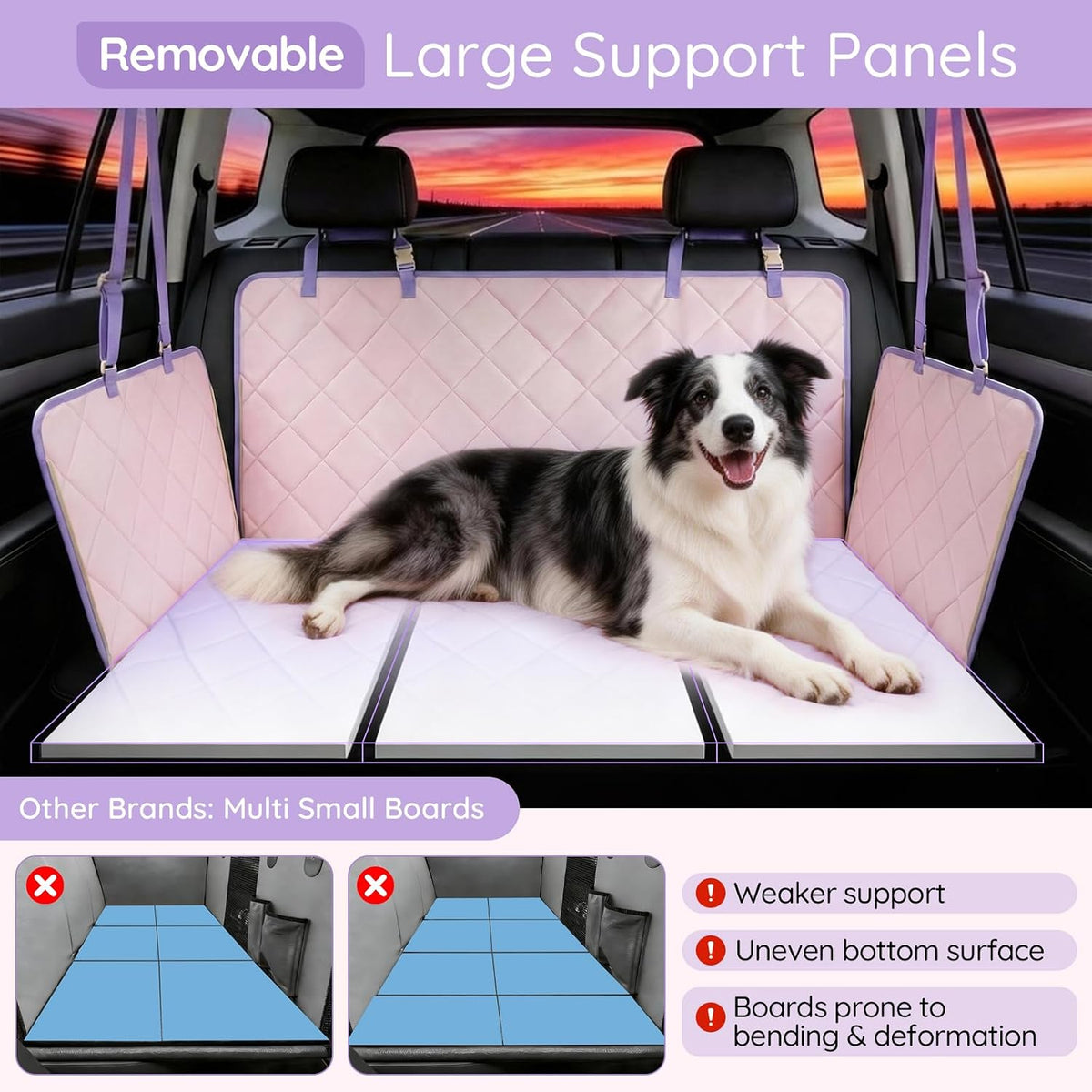 BELLA & PAL Hard Bottom Backseat Cover for Dogs in Car, Back Seat Extender