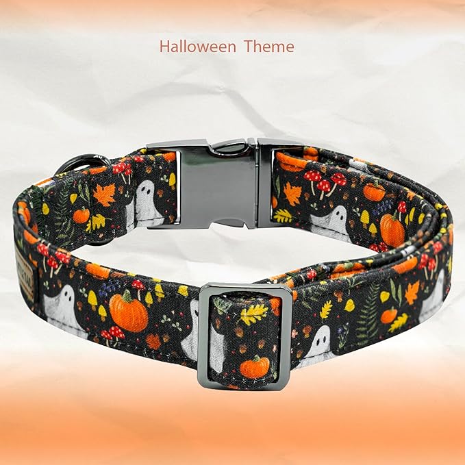 Elegant little tail Fall Dog Collars, Ghosts Pumpkin Print Halloween Pet Collar - Image 4