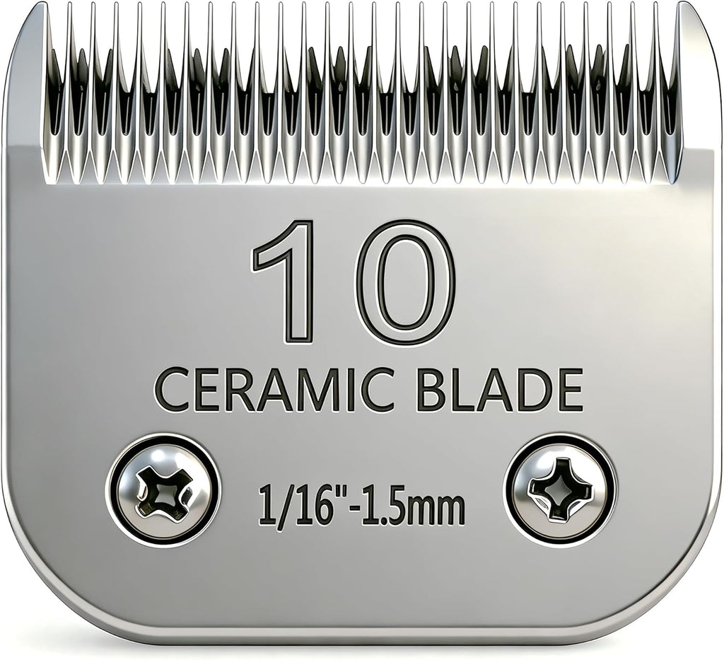 10# Pet Grooming Clipper Replacement Blades, Detachable Blade Compatible with Andis/wahl/Oster Dog Clippers,10 Blade 1/16-inch, Made of Ceramic & Stainless Steel Blade