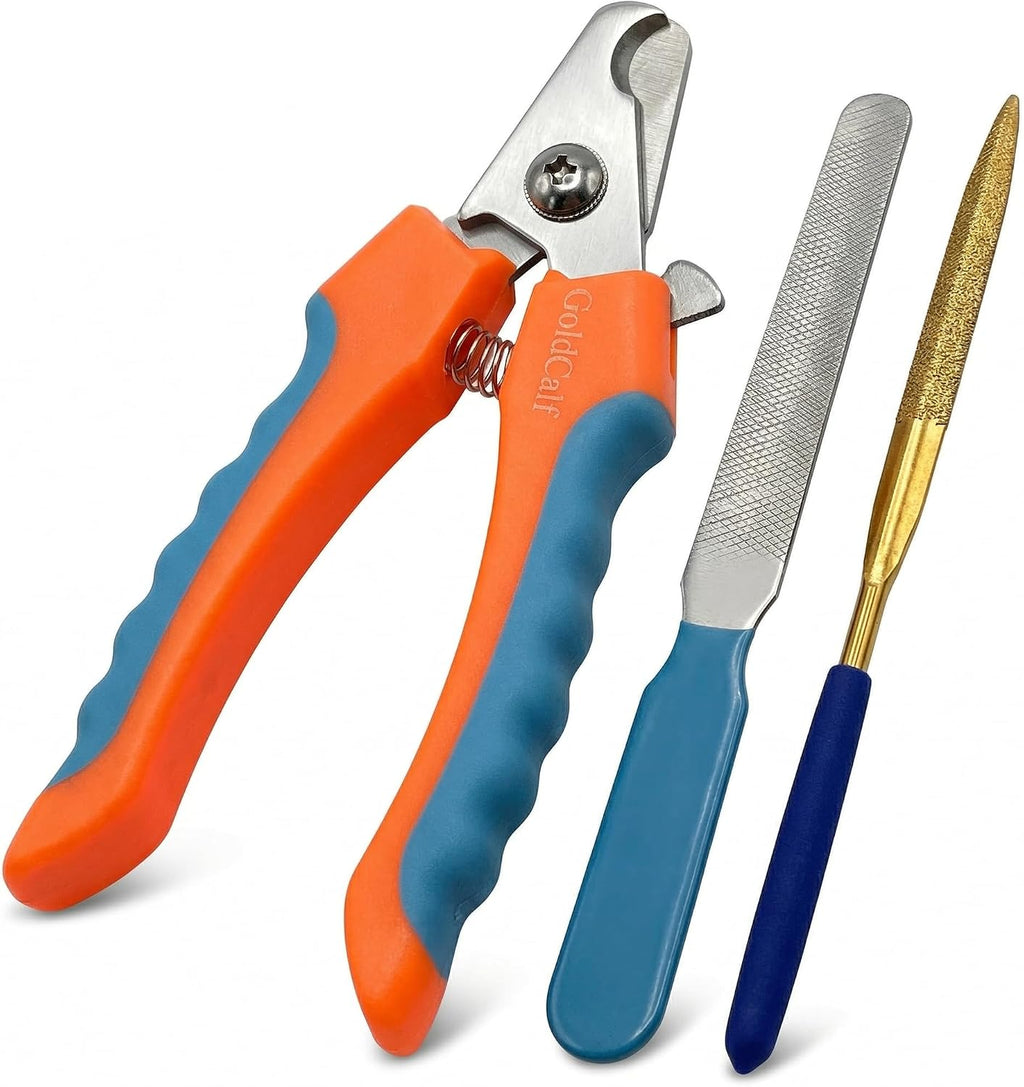 GoldCalf Professional Pet Claw Clippers Kit with Safety Guard, Diamond File for Small, Medium and Large Dogs & Cats