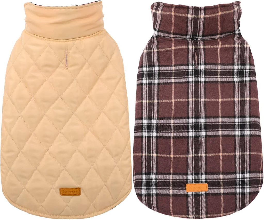 Kuoser Waterproof Dog Coat, Warm Reversible Dog Jacket with Leash Hole