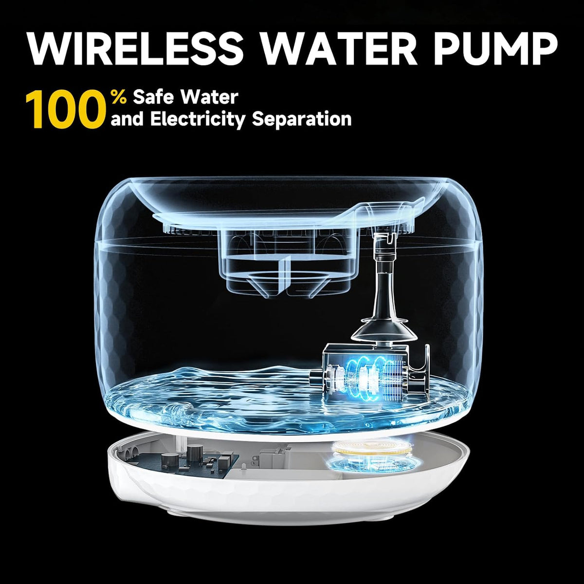 Wireless Cat Water Fountain with 5000mAh Rechargeable Battery, 1.8L/60ozCordless Pet Water Fountain with Ultra Quiet Pump, 2 Flow Modes Automatic Drinking Fountain for Cats & Small Dogs