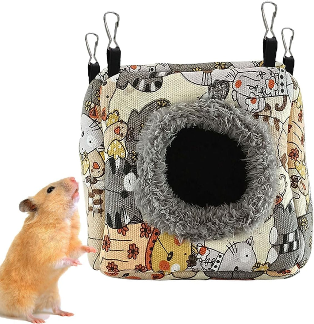 Hamster Rat Hammock Bed, Hanging Cave Shaped Cotton Nest Suitable for Small Animals Hamsters Rat Mouse Gerbil Sugar Glider Squirrels etc (L)