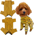 Dog’s Recovery Suit Post Surgery Shirt for Puppy, Full Coverage Dog's Bodysuit Wound Protective Surgical Clothes for Small and Medium Pets (Yellow Black Stripe-m)