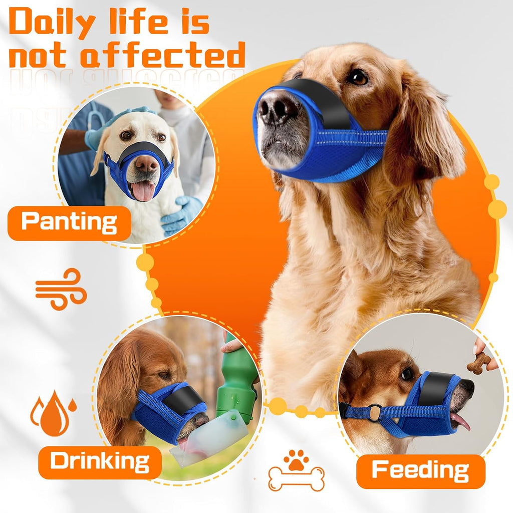 Dog Muzzle, Soft No Barking Mesh Muzzles for Medium Sized Dogs Anti Chewing, Breathable No Bite Muzzle for Mini Dachshund Jack Russell, etc, Suit for Grooming Vet Visits Allows Panting Drinking