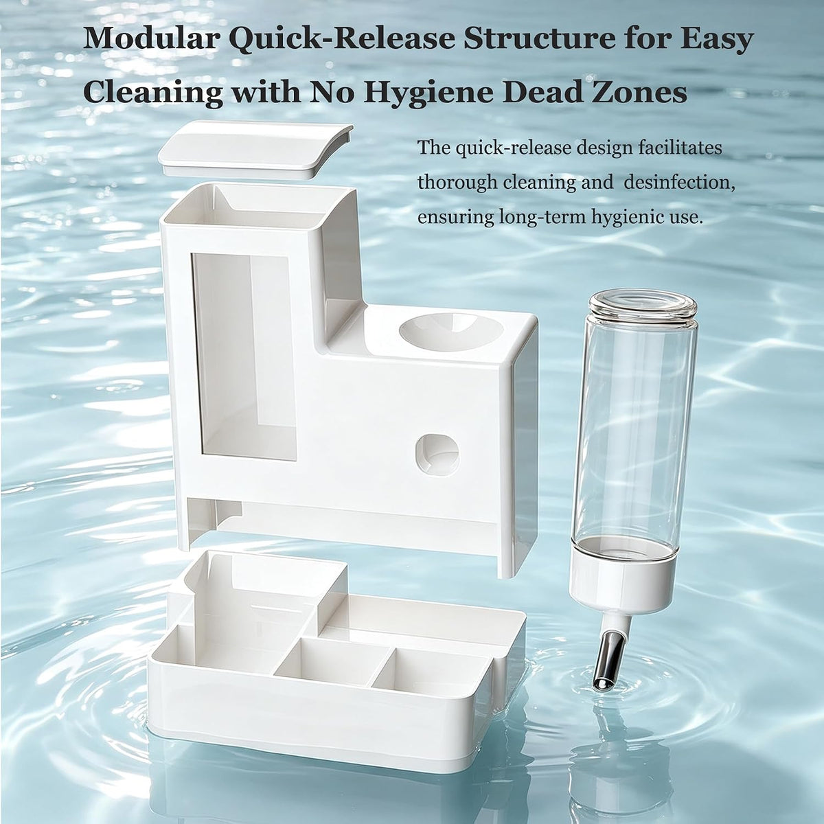2 in 1 Hamster Water Bottle No Drip Automatic Food Feeder