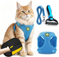Escape Proof Adjustable Cat Harness and Leash Walking Vest (Blue-S)