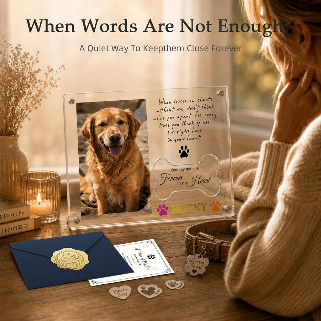 OFlyDesigns Pet Memorial Gifts for Loss of Dog, 4x6 Picture Frame Keepsake