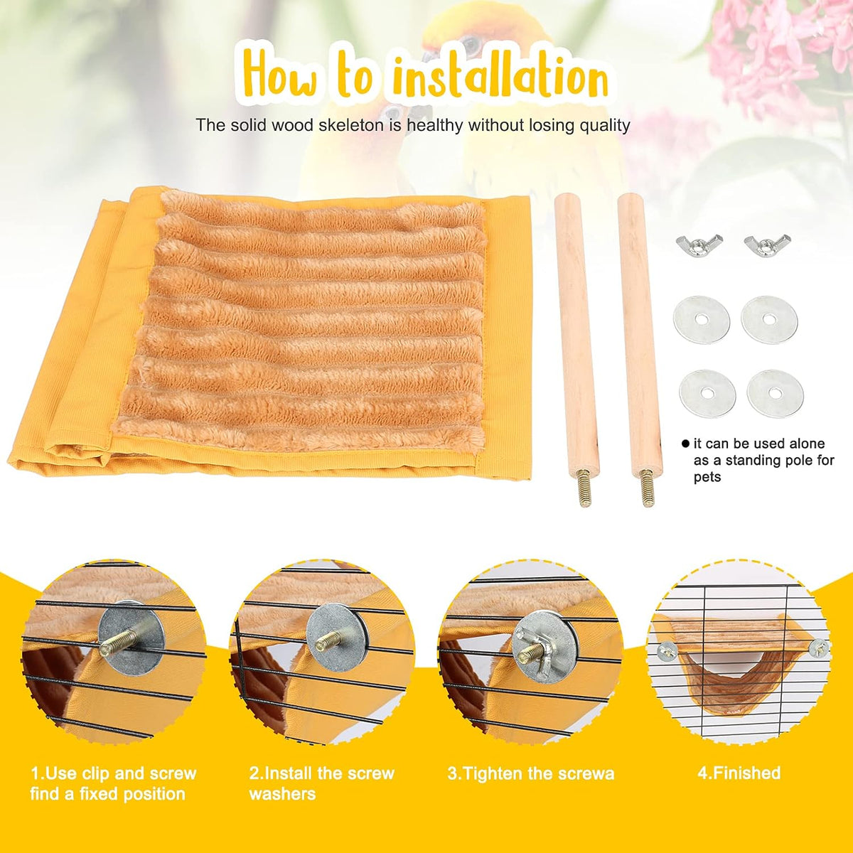 BWOGUE Bird Nest Bed Hanging Hammock, Parakeet Bed for Cage, Cockatiel Bed