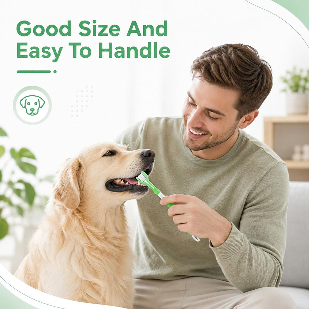 30 Pack 3 Sided Toothbrush for Dogs, 7 Inch Cleaning Brush, Pet Dental Care