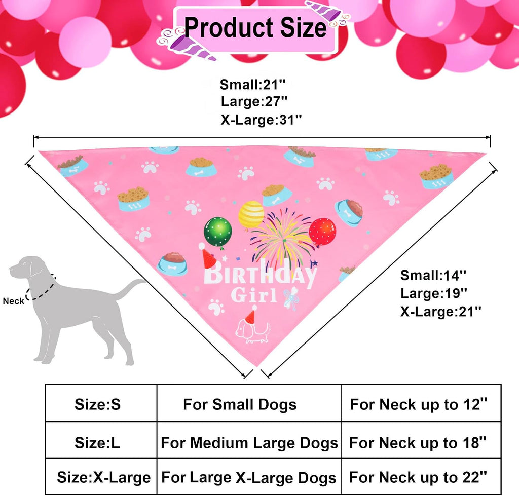 ADOGGYGO Dog Birthday Girl Bandana, Pink Birthday Hat, Age Numbers, Small